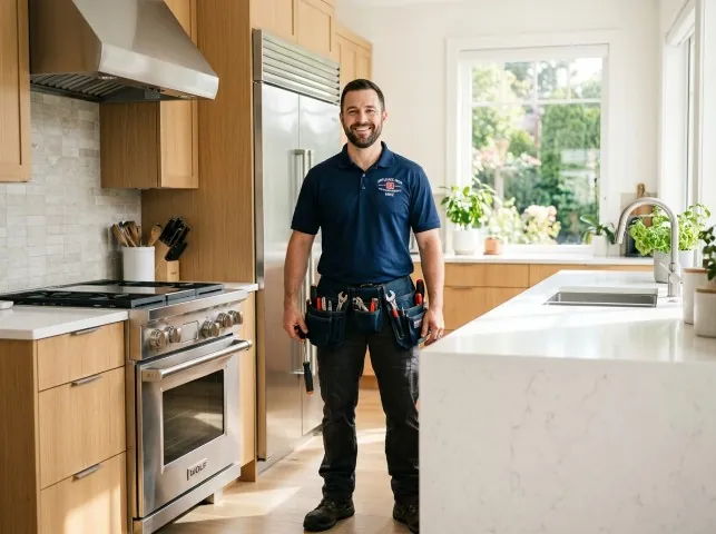 Appliance Repair Hero technician in a Bandera, TX kitchen after an appliance repair